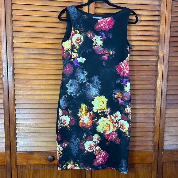Neiman Marcus Dresses & Skirts - Neiman Marcus Womens Floral Sheath Dress Black Pink Yellow Sleeveless Size 8